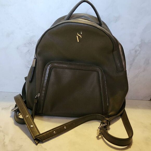 Simply Vera Vera Wang OLIVE GREEN Faux Leather Purse Backpack Handbag - Picture 1 of 8